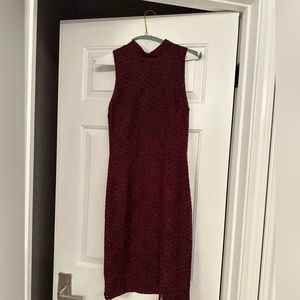 Mock neck maroon fitted midi dress - Aqua Bloomingdale’s brand